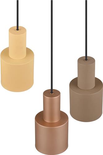 LED Hanglamp - Trion Agido - E27 Fitting - 3-lichts - Zwart met Multicolor Lampenkap