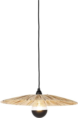 QAZQA leia - Landelijke Hanglamp - 1 lichts - Ø 45 cm - Naturel - Woonkamer | Slaapkamer | Keuken
