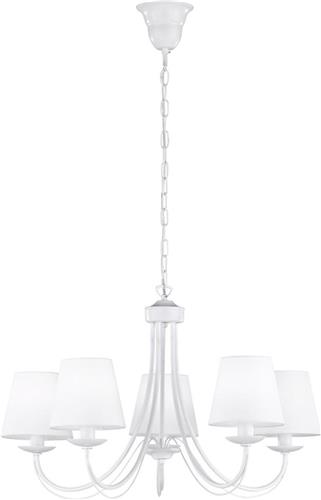 LED Hanglamp - Hangverlichting - Trion Citra - E14 Fitting - 5-lichts - Rond - Mat Wit - Aluminium