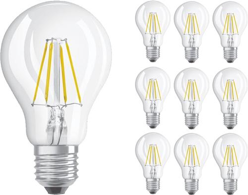 Voordeelpak 10x Ledvance CLASSIC LED E27 Peer Filament Helder 4W 470lm - 827 Zeer Warm Wit | Vervangt 40W
