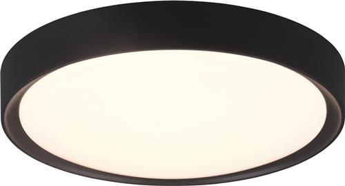LED Plafondlamp - Badkamerlamp - Trion Clirno - 18W - Warm Wit 3000K - Spatwaterdicht IP44 - Opbouw Rond - Mat Zwart - Kunststof