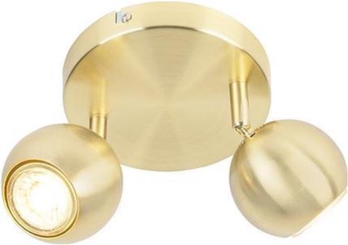 QAZQA gissi - Moderne Plafondspot | Spotje | Opbouwspot - 2 lichts - H 145 mm - Goud/messing - Woonkamer | Slaapkamer | Keuken