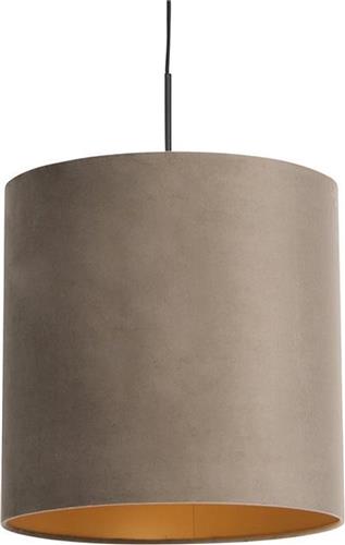 QAZQA combi - Landelijke Hanglamp met kap - 1 lichts - Ø 400 mm - Taupe - Woonkamer | Slaapkamer | Keuken