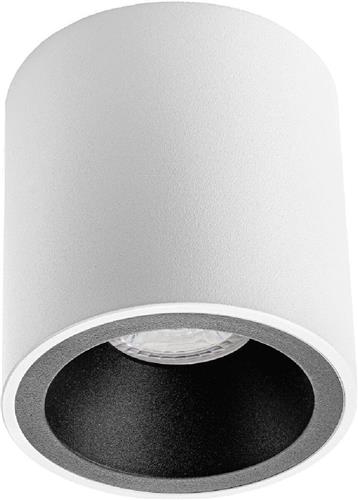 Opbouwspot GU10 - Pragmi Cliron Pro - Opbouw Rond - Mat Wit/Zwart - Aluminium - Verdiept - Ø90mm