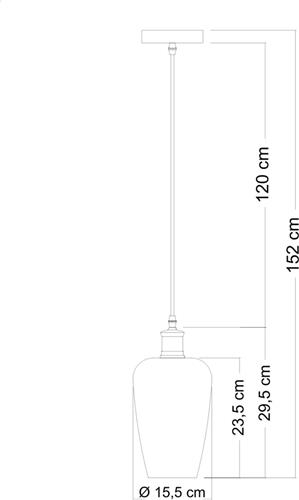 1-lichts hanglamp Verona smoke - druppel egaal glas
