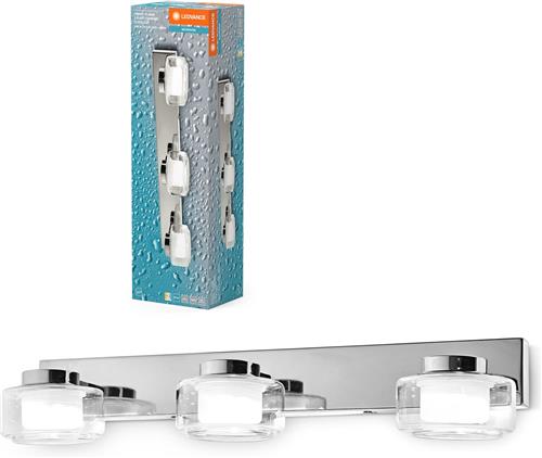 LEDVANCE ORBIS Flame wand- en plafondlamp met LED, chroom, 16,5W, 1050lm, 3000/4000K, kleurtemperatuur instelbaar via wandschakelaar (koud wit/warm wit), IP44 bescherming tegen vreemde voorwerpen en spatwater