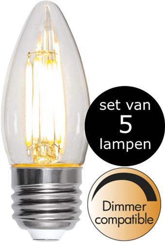 Star Trading - 5-Pack | LED - Kaars lamp - E27 - 4.2W - Extra Warm Wit - 2700K - Dimbaar