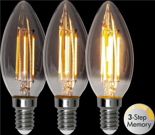3 standen - Kaarslamp - E14 - 2.9W - Super Warm Wit - 2200K - Dimbaar