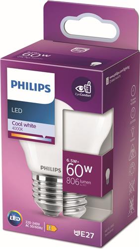 Philips LED classic E27 bol - Lichtbron - Cool wit - 60W - Niet dimbaar
