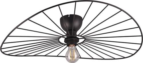 LED Plafondlamp - Plafondverlichting - Torna Aupe - E27 Fitting - 1-lichts - Rond - Mat Zwart - Metaal
