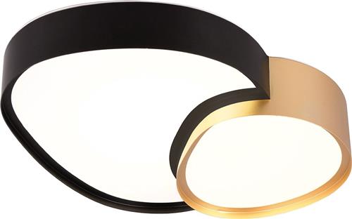 LED Plafondlamp - Torna Shine - 21W - Aanpasbare Kleur - Dimbaar - Afstandsbediening - Zwart Goud - Metaal