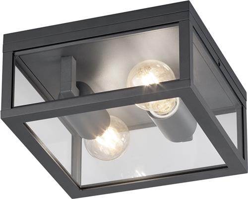 LED Tuinverlichting - Tuinlamp Plafond - Torna Garinola - E27 Fitting - 2-lichts - Mat Antraciet - Aluminium