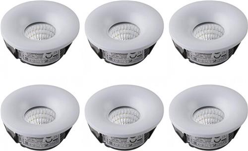 LED Veranda Spot Verlichting 6 Pack - Inbouw Rond 3W - Natuurlijk Wit 4200K - Mat Wit Aluminium - Ø48.5mm