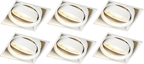 QAZQA oneon trimless 50 - Moderne Inbouwspot - 6 stuks - L 8.8 cm - Wit - Woonkamer | Slaapkamer | Keuken