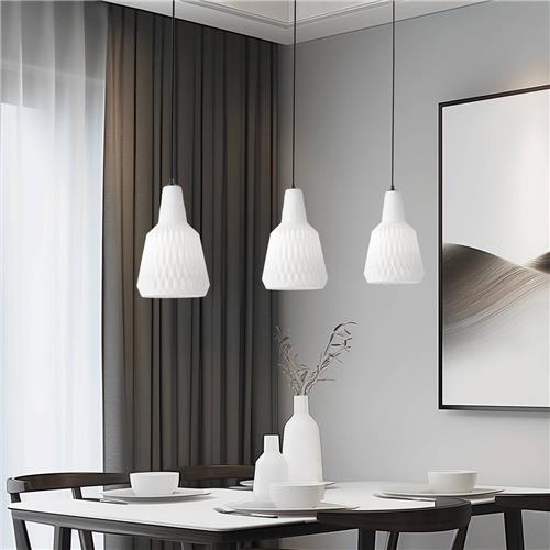 Lindby - hanglamp - 3lichts - Glas, metaal - E27 - opaal