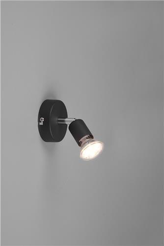 LED Wandspot - Torna Pamo - GU10 Fitting - 1-lichts - Rond - Mat Zwart - Aluminium