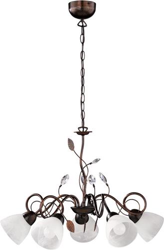 LED Hanglamp - Hangverlichting - Trion Trada - E14 Fitting - 5-lichts - Rond - Antiek Roestkleur - Aluminium