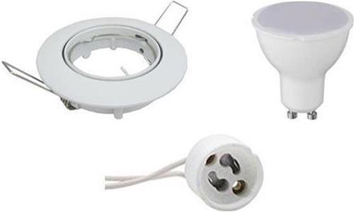 LED Spot Set - GU10 Fitting - Dimbaar - Inbouw Rond - Glans Wit - 6W - Warm Wit 3000K - Kantelbaar Ø82mm