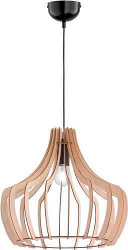 LED Hanglamp - Trion Wody - E27 Fitting - Rond/Ovaal - Mat Lichtbruin Hout