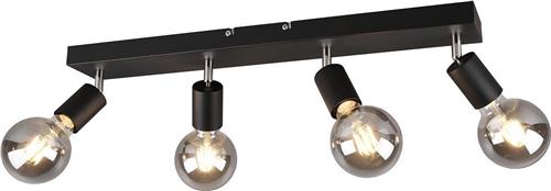 LED Plafondspot - Trion Zuncka - E27 Fitting - 4-lichts - Rechthoek - Mat Zwart - Aluminium