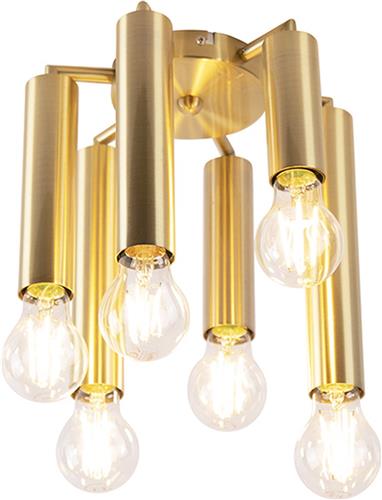 QAZQA tubi - Art Deco Plafondlamp - 6 lichts - Ø 250 mm - Goud/messing - Woonkamer | Slaapkamer | Keuken