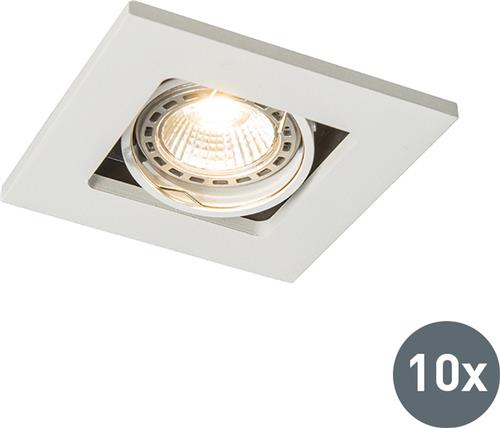 QAZQA qure - Moderne Inbouwspot - 10 stuks - L 10 cm - Wit - Woonkamer | Slaapkamer | Keuken