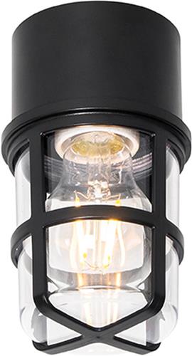 QAZQA kiki - Moderne Plafondlamp voor buiten - 1 lichts - Ø 92 mm - Zwart - Buitenverlichting