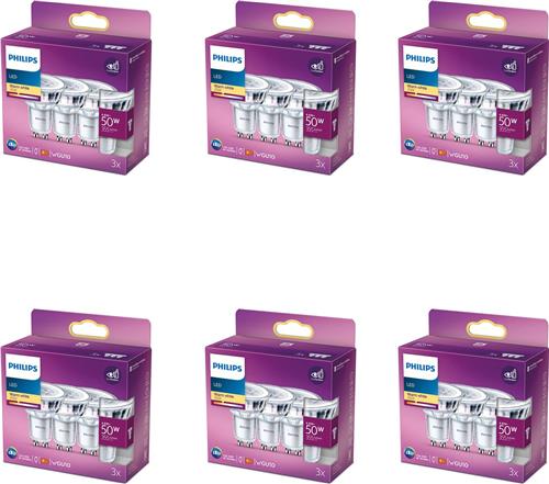 Philips Voordeelverpakking - GU10 - LED Spotlamp - 50W - Niet Dimbaar - Warmwit Licht - Set van 18 Stuks