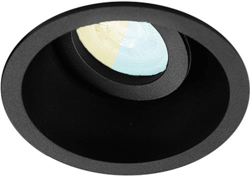 Inbouwspot Frans met Philips HUE White Ambiance - spot - Zwart - rond verdiepte spot - Voor binnen / woonkamer / keuken / slaapkamer - IP20 - GU10 - Buitendiameter: 93MM - boorgat: 80-84MM - min. Inbouwdiepte: 90MM