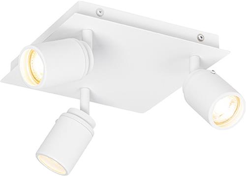 QAZQA ducha - Moderne Plafondspot | Spotje | Opbouwspot voor badkamer - 3 lichts - L 23 cm - Wit -