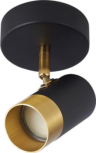 LED Plafondspot - Kingtron Tronta - GU10 Fitting - 1-lichts - Kantelbaar - Rond - Zwart/Goud