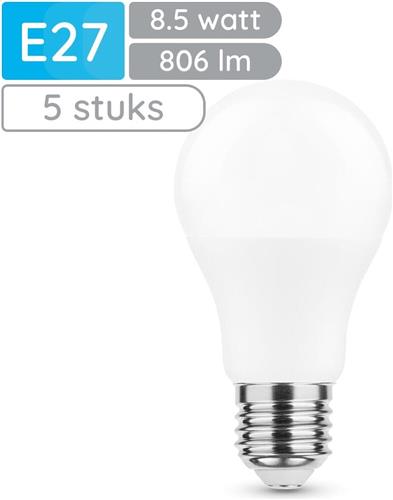 Modee E27 LED Lamp 8.5W - 806lm - 4000K - Neutraal Wit - LED Globe A60 - Vervangt 60W Halogeen Gloeilamp - 5 stuks