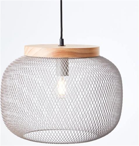 BRILLIANT H 113 cm, D 40 cm, E27, inkortbaar, metaal/hout, lichtgrijs/bruin