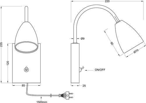 LED Wandspot - Wandverlichting - Trion Wolly - GU10 Fitting - 1-lichts - Rechthoek - Mat Nikkel - Aluminium