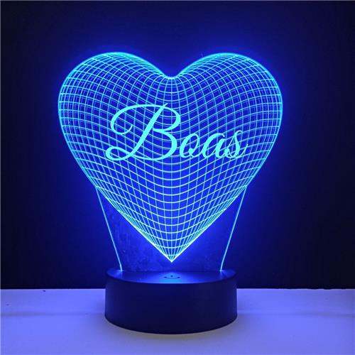 3D LED Lamp - Hart Met Naam - Boas