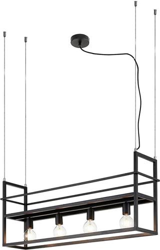 Lindby - hanglamp - 4lichts - Staal - H: 41 cm - E27 - zwart mat