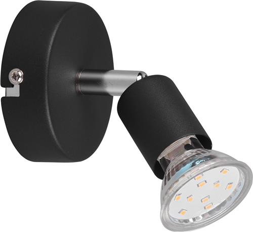 LED Wandspot - Trion Pamo - GU10 Fitting - 1-lichts - Rond - Mat Zwart - Aluminium