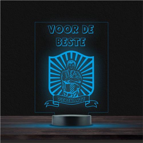 Led Lamp Met Gravering - RGB 7 Kleuren - Voor De Beste Dierenarts