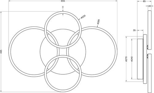 LED Plafondlamp - Plafondverlichting - Torna Serai - 27W - Natuurlijk Wit 4000K - Dimbaar - Rond - Mat Zwart - Metaal
