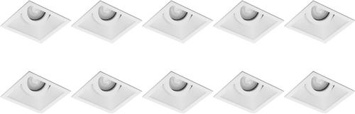 Spot Armatuur 10 Pack - Pragmi Zano Pro - GU10 Inbouwspot - Vierkant - Wit - Aluminium - Kantelbaar - 93mm