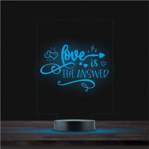 Led Lamp Met Gravering - RGB 7 Kleuren - Love Is The Answer