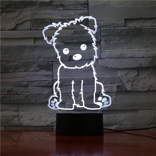 3D Led Lamp Met Gravering - RGB 7 Kleuren - Hondje