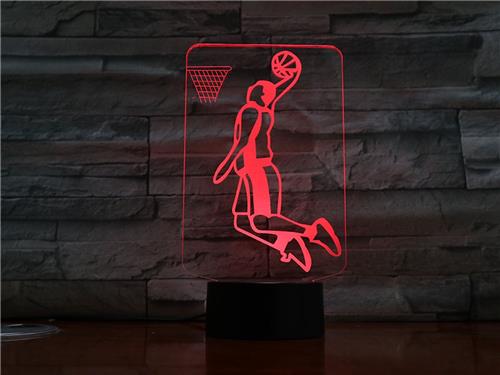 3D Led Lamp Met Gravering - RGB 7 Kleuren - Basketbal