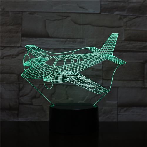 3D Led Lamp Met Gravering - RGB 7 Kleuren - Vliegtuig