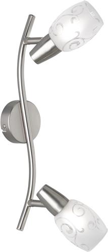 LED Plafondspot - Plafondverlichting - Torna Kalora - E14 Fitting - 2-lichts - Rechthoek - Mat Nikkel - Aluminium