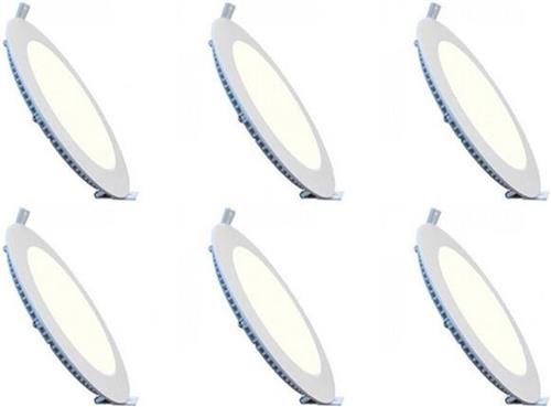 LED Downlight Slim 6 Pack - Inbouw Rond 6W - Natuurlijk Wit 4200K - Mat Wit Aluminium - Ø120mm