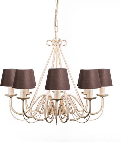 QAZQA Giuseppe - Klassieke Kroonluchter met kap - 8 lichts - Ø 600 mm - Bruin - Woonkamer