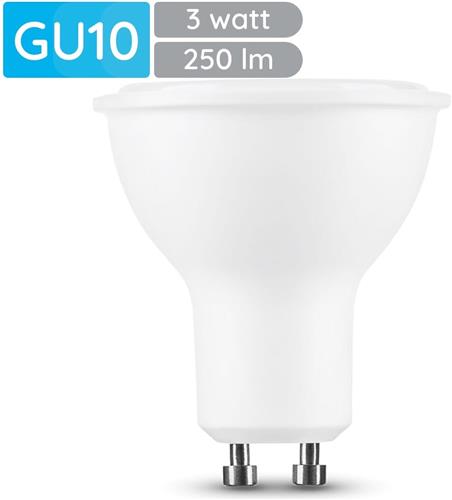 Modee GU10 LED Lamp 3W - 250lm - 6000K - Daglicht Wit - LED Spot - Vervangt 25W Halogeen Gloeilamp