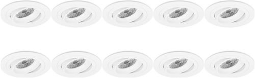 Spot Armatuur 10 Pack - Pragmi Alpin Pro - GU10 Inbouwspot - Rond - Wit - Aluminium - Kantelbaar - Ø92mm