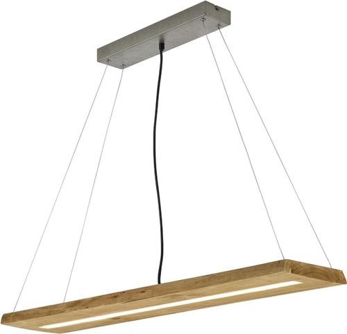 LED Hanglamp - Trion Brida - 27W - Warm Wit 3000K - 1-lichts - Dimbaar - Rechthoek - Mat Bruin - Natuurhout